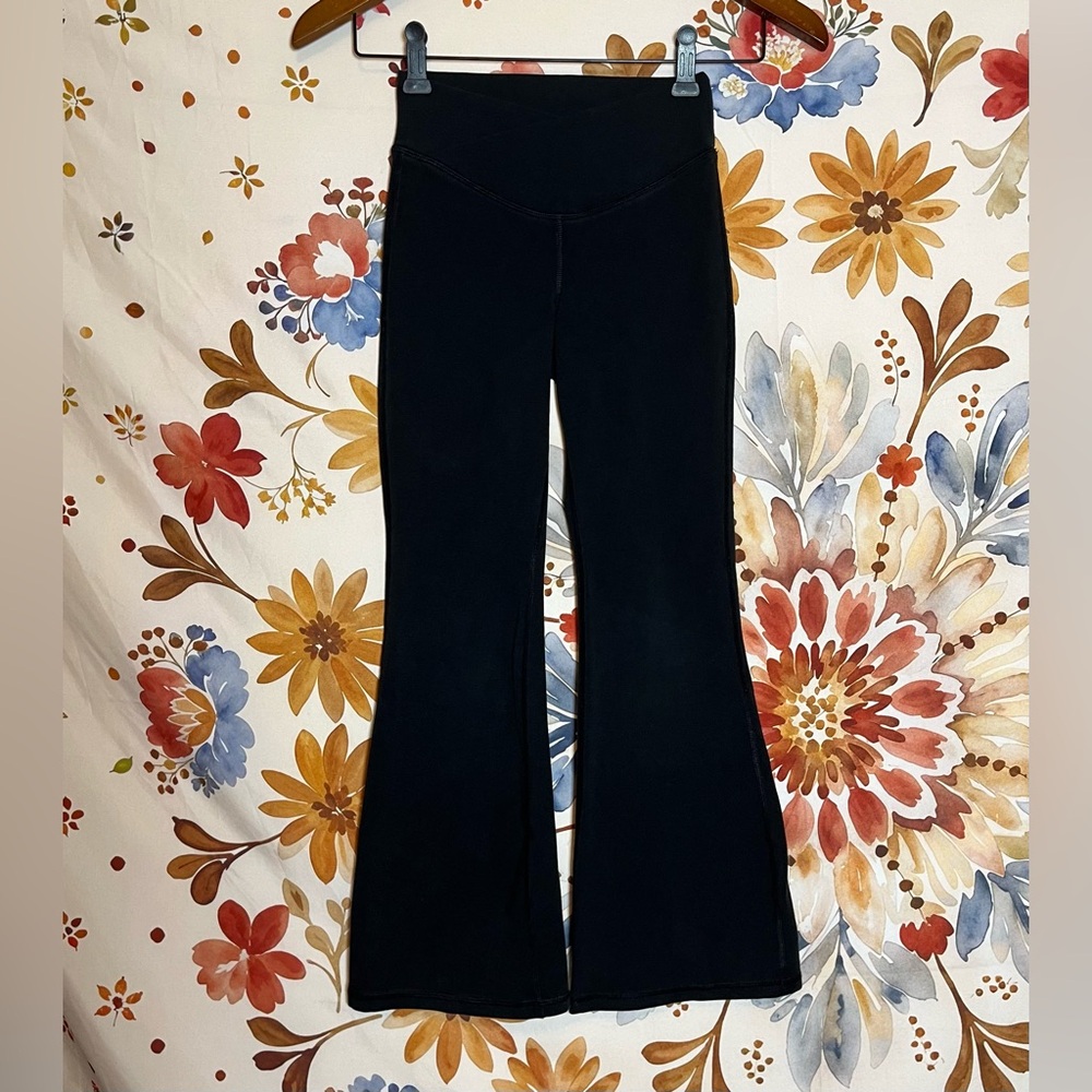 Old Navy Girls M/8 Black Criss Cross Yoga Pants Flare Spring Sporty School NYC